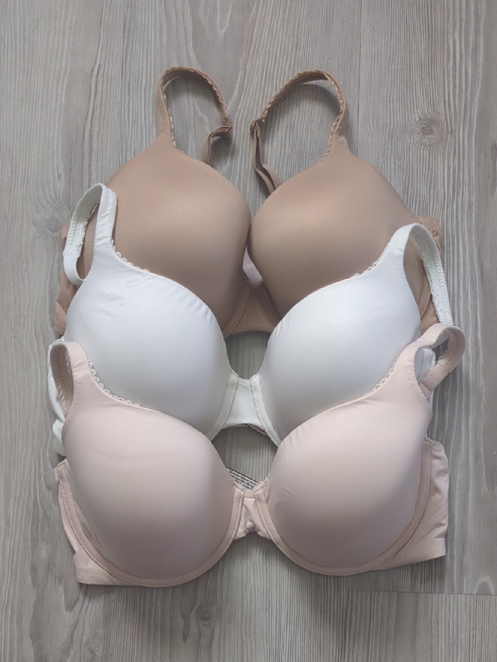 Victoria's Secret Smooth Bras Trio in Nude, White & Blush Body By Victoria 36DD